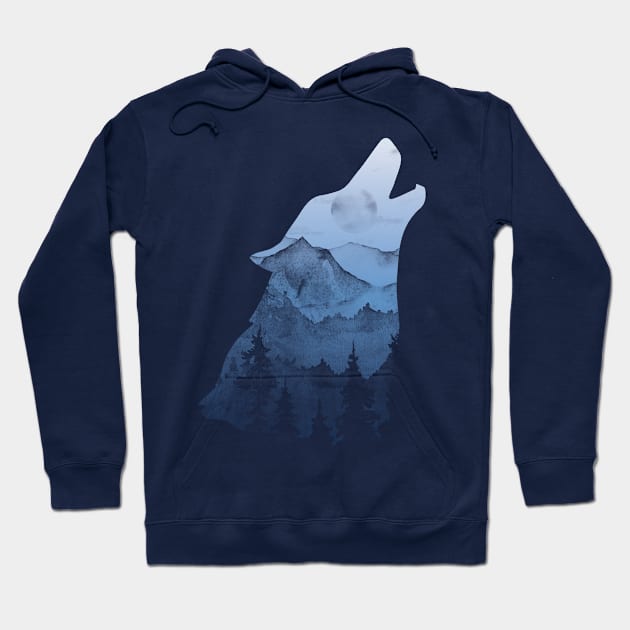 Wolf Beyond the Mountains Hoodie by PixelSamuel